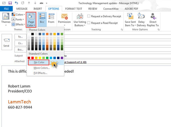 Removing Email Background Color In Outlook 2013 and 2010 